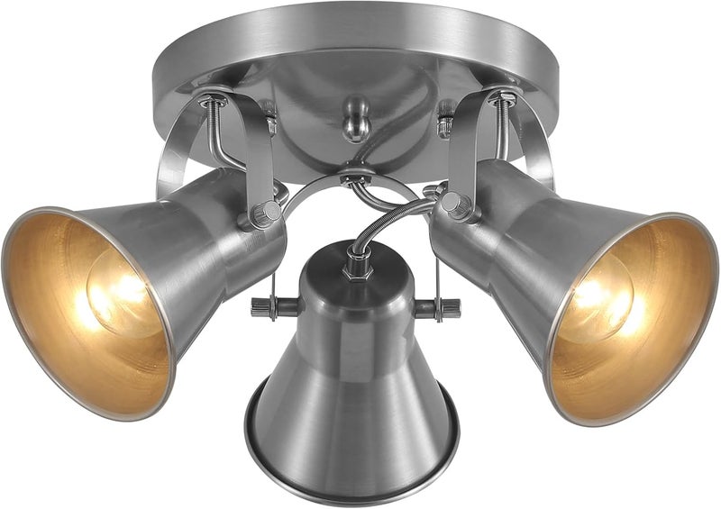 SEEBLEN 3-Light Industrial Track Lighting, Adjustable Round Kitchen Ceiling Light, Morden Nickel Flush Mount Directional Light for Kitchen, Hallway, Dining Room, Bathroom, Coffee Bar - Image 1